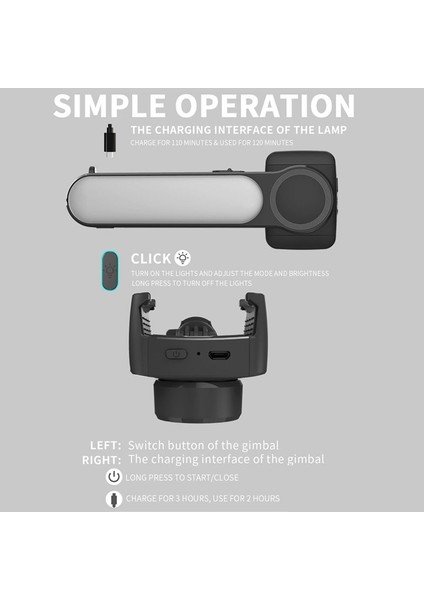 Siyah No Box Fangtuosı Kablosuz Bluetooth El Gimbal Sabitleyici Cep Telefonu Selfie Sopa Tripod Ios Android Için Dolgu Işığı Deklanşör ile (Yurt Dışından) fiyatları