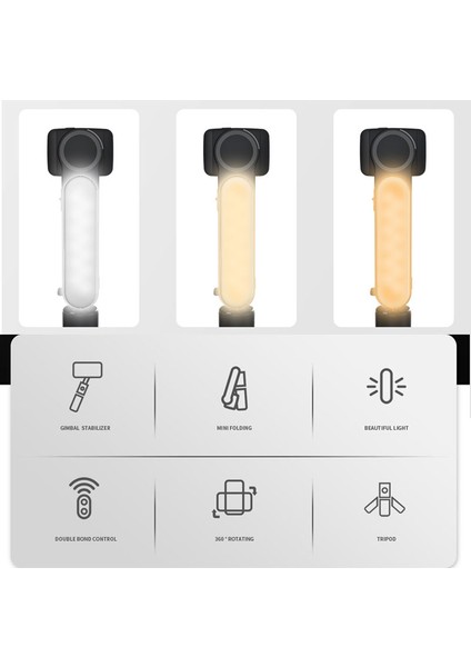 Siyah No Box Fangtuosı Kablosuz Bluetooth El Gimbal Sabitleyici Cep Telefonu Selfie Sopa Tripod Ios Android Için Dolgu Işığı Deklanşör ile (Yurt Dışından) fırsatları