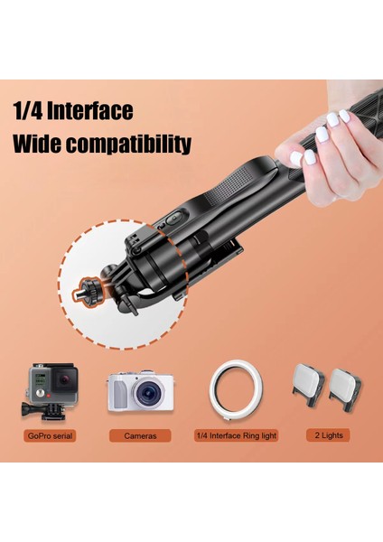 Twis Lights 1.6m Uzun Uzatılmış Bluetooth Kablosuz Selfie Çubuğu 360° Yatay Dikey Panoramik Denge Çekimi Canlı Yayın Katlanabilir (Yurt Dışından) modelleri
