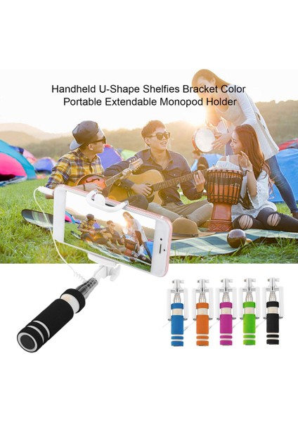 Telefon Tutucu Siyah 5 Renk Mini Uzatılabilir Kablolu Selfie Çubuğu Otoportre Çubuk Tutucu Monopod Palo Selfie Basstone iPhone Samsung Android Için (Yurt Dışından)