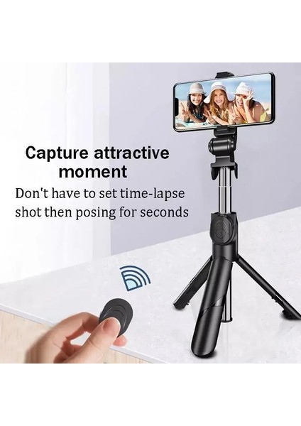 Siyah Kablosuz Bluetooth Selfie Çubuğu Katlanabilir Mini Tripod Sabitleyici, iPhone Ios Android Için Deklanşör Uzaktan Kumandalı (Yurt Dışından) indirimleri