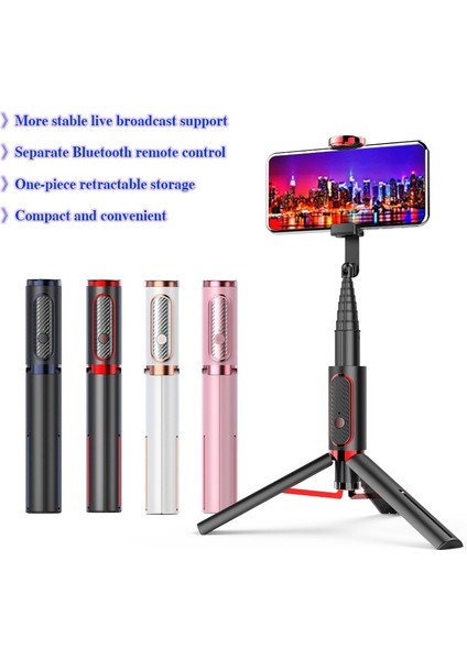Beyaz Kablosuz Bluetooth Uyumlu Selfie Çubuğu Katlanabilir Tripod Deklanşör Uzaktan Kumanda Ios Android 8 Bölümlü Rot Alüminyum Tasarım (Yurt Dışından)
