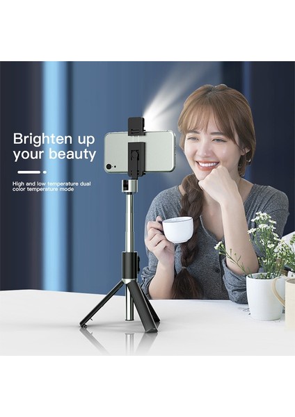 Siyah 4in1 Bluetooth Kablosuz Selfie Sopa Mini Tripod Ios Android Cep Telefonu Için LED Işık ile Deklanşör Kamera Standı Tutucu (Yurt Dışından) modelleri