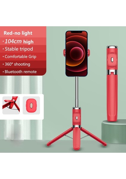 Kırmızı Klasik Bluetooth El Akıllı Telefon Sabitleyici Cep Telefonu Selfie Sopa ile Dolgu Işığı Tutucu Tripod iPhone Huawei Xiaomi (Yurt Dışından)