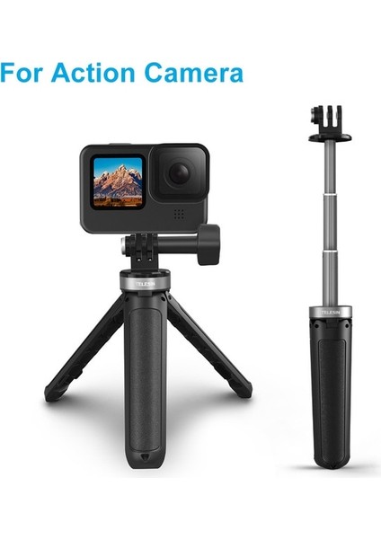 Aksiyon Kamerası Için Telesın Mini Selfie Çubuğu Kamera Braketi Mini Tripod Selfie Spor Kamerası Alüminyum Alaşımlı Plastik Ayarlanabilir Uzunluk Selfie Çubuğu (Yurt Dışından)