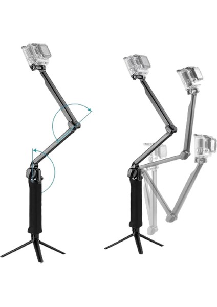 Siyah Katlanabilir 3 Yollu Kavrama Su Geçirmez Monopod Selfie Sopa Gopro Hero Için 9 8 7 5 6 4 10 Sj Xiaomi Yi Eylem Kamera Tripodu Aksesuarları (Yurt Dışından)
