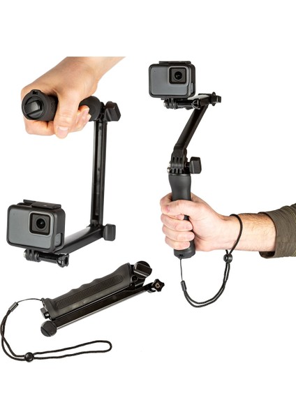 Siyah Katlanabilir 3 Yollu Kavrama Su Geçirmez Monopod Selfie Sopa Gopro Hero Için 9 8 7 5 6 4 10 Sj Xiaomi Yi Eylem Kamera Tripodu Aksesuarları (Yurt Dışından)