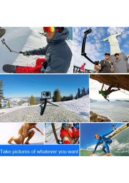 Siyah Katlanabilir 3 Yollu Kavrama Su Geçirmez Monopod Selfie Sopa Gopro Hero Için 9 8 7 5 6 4 10 Sj Xiaomi Yi Eylem Kamera Tripodu Aksesuarları (Yurt Dışından)