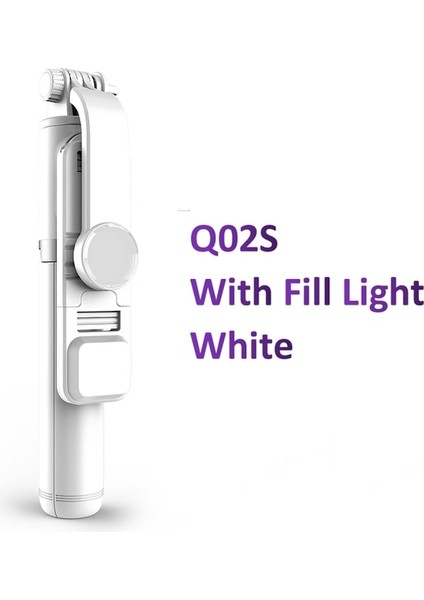 Q02S Beyaz Kablosuz Bluetooth Uyumlu Selfie Çubuğu Katlanabilir Mini Tripod Deklanşör Ios Android Için Uzaktan Kumanda (Yurt Dışından)