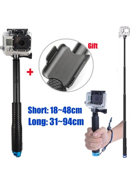 48MM Kırmızı Selfie Çubukları Kendinden El Uzatılabilir Kutup Monopod Sopa + Gopro Hero Için Uzaktan Durumda 9 8 10 Xiaomi Yi 4K Sjcam Aksesuarları (Yurt Dışından)