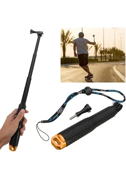 48MM Kırmızı Selfie Çubukları Kendinden El Uzatılabilir Kutup Monopod Sopa + Gopro Hero Için Uzaktan Durumda 9 8 10 Xiaomi Yi 4K Sjcam Aksesuarları (Yurt Dışından) fiyatları