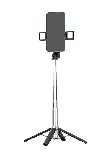Çift Doldurma Lambası Telefon Tutucu Paslanmaz Çelik Mini Teleskopik Selfie Çubuğu Doldurma Işığı Braketi ile Kablosuz Uzaktan Selfie Sopa Desteği Standı (Yurt Dışından)