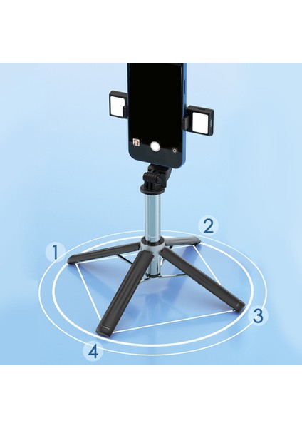 Çift Doldurma Lambası Telefon Tutucu Paslanmaz Çelik Mini Teleskopik Selfie Çubuğu Doldurma Işığı Braketi ile Kablosuz Uzaktan Selfie Sopa Desteği Standı (Yurt Dışından) indirimleri