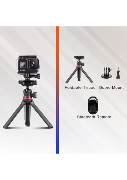 Mavi Mini Selfie Çubuğu Katlanabilir Tripod Masa Standı iPhone Kamera Gopro Için 360 Derece Bilyalı Kafa Soğuk Ayakkabı ile Uzatılabilir Kol (Yurt Dışından)