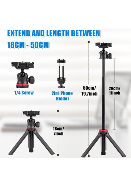 Mavi Mini Selfie Çubuğu Katlanabilir Tripod Masa Standı iPhone Kamera Gopro Için 360 Derece Bilyalı Kafa Soğuk Ayakkabı ile Uzatılabilir Kol (Yurt Dışından)