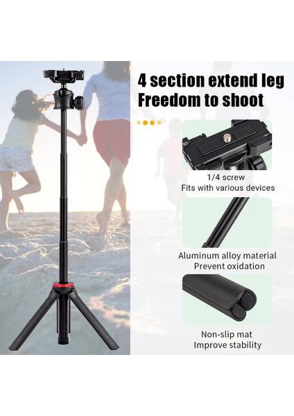 Mavi Mini Selfie Çubuğu Katlanabilir Tripod Masa Standı iPhone Kamera Gopro Için 360 Derece Bilyalı Kafa Soğuk Ayakkabı ile Uzatılabilir Kol (Yurt Dışından)