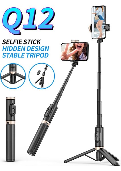 Beyaz Hotsale Q12 Cep Telefonu Bluetooth Uyumlu Selfie Çubuğu Tripod Taşınabilir Çok Fonksiyonlu Canlı Yayın Braketi (Yurt Dışından) fiyatları