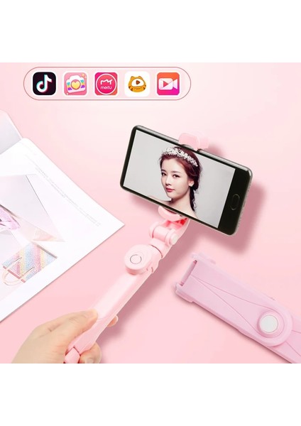 iPhone Samsung Huawei Için Uzaktan Kumandalı Pembe 4'ü 1 Arada Kablosuz Bluetooth Selfie Çubuğu (Yurt Dışından) fırsatları