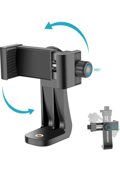 Siyah Neewer Akıllı Telefon Tutucu Dikey Braket ile 1/4 "tripod Montajlı Telefon Klip Tripod Adaptörü iPhone Telefonlar Için 1.9-3.9 Inç (Yurt Dışından) modelleri
