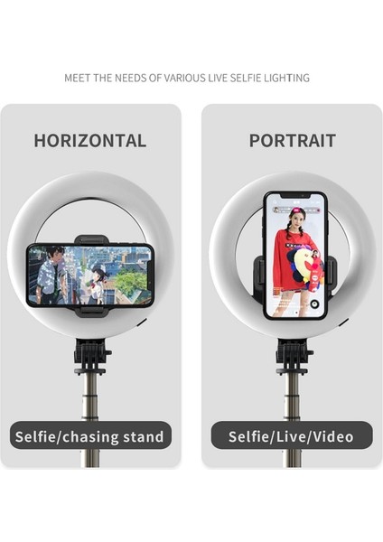 Siyah Serın Dıer 4in 1 Kablosuz Bluetooth Selfie Sopa 6 Inç LED Halka Fotoğraf Işığı Katlanabilir Tripod Monopod iPhone Android Için (Yurt Dışından)