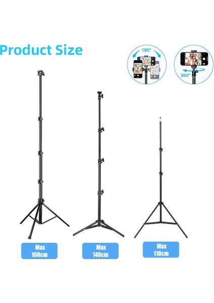 1.6ipad Selfie Çubuğu Tripod Cep Telefonu Standı ile Bluetooth Uzaktan 1/4 Vida iPhone iPad Tablet Kamera Halka Lamba (Yurt Dışından) fırsatları