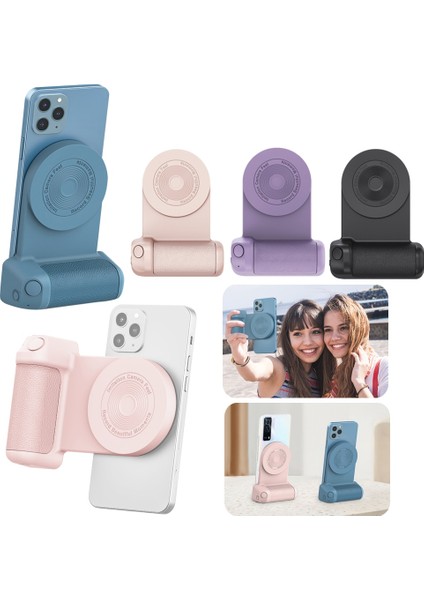 Mavi Akıllı Telefon El Selfie Güçlendirici Tutucu Manyetik Kablosuz Şarj Cihazı 3'ü 1 Arada Akıllı Bluetooth El Sarsıntı Önleyici Selfie Çubuğu (Yurt Dışından) fırsatları