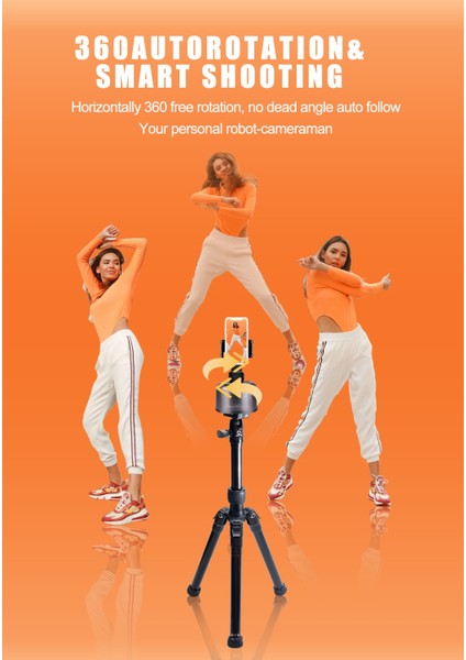 Pembe Apaı Genıe Iı Akıllı Takip Gimbal Sabitleyici Selfie Çubuğu Tripod, 360° Döndürme Otomatik Yüz Nesne Takip Kamera Tutucu (Yurt Dışından) modelleri