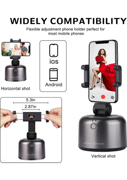 Pembe Apaı Genıe Iı Akıllı Takip Gimbal Sabitleyici Selfie Çubuğu Tripod, 360° Döndürme Otomatik Yüz Nesne Takip Kamera Tutucu (Yurt Dışından) fırsatları