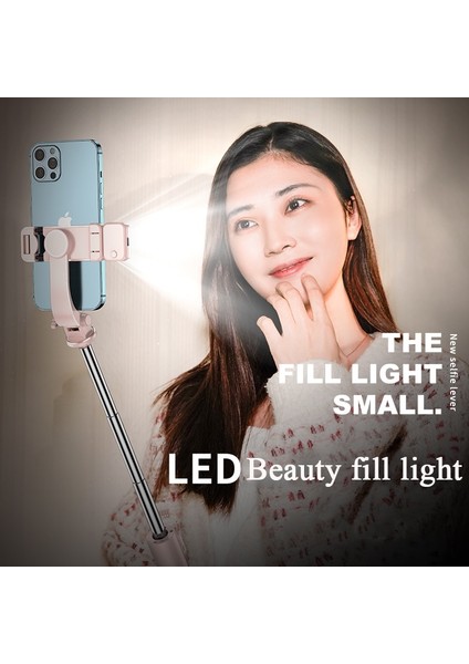 Siyah Işıklı Kablosuz Bluetooth Selfie Çubuğu Xiaomi Huawei iPhone Akıllı Telefon Monopod Deklanşör Tripod Dolgu Işığı Uzaktan Kumandalı (Yurt Dışından)