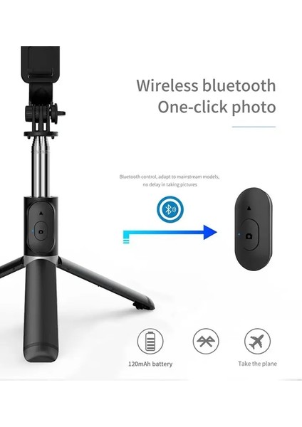 Siyah Q02 Çok Fonksiyonlu Streç 103 cm Bluetooth Tripod Selfie Sopa Akıllı Telefon Tripod Için Uzaktan Sopa (Yurt Dışından) modelleri