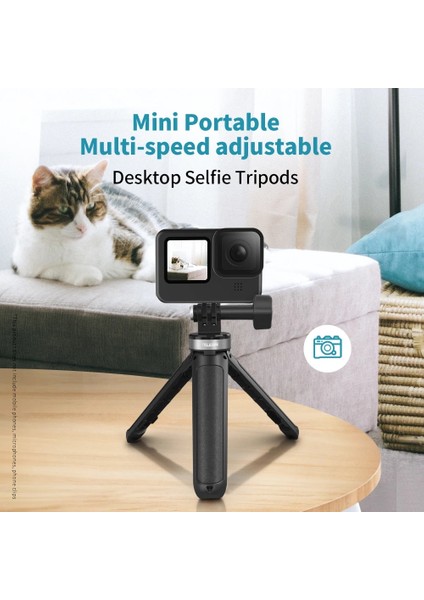 Aksiyon Kamerası Için Telesın Mini Selfie Çubuğu Kamera Braketi Mini Tripod Selfie Spor Kamerası Alüminyum Alaşımlı Plastik Ayarlanabilir Uzunluk Selfie Çubuğu (Yurt Dışından)
