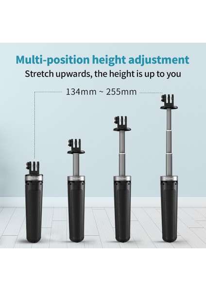 Aksiyon Kamerası Için Telesın Mini Selfie Çubuğu Kamera Braketi Mini Tripod Selfie Spor Kamerası Alüminyum Alaşımlı Plastik Ayarlanabilir Uzunluk Selfie Çubuğu (Yurt Dışından)