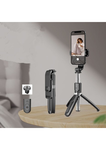 Siyah L02 Mini Selfie Çubuğu Tripod Alüminyum Telefon Tripod iPhone Android Gopro Eylem Kamera Için Ayrılabilir Bluetooth Uzaktan ile Standı (Yurt Dışından)