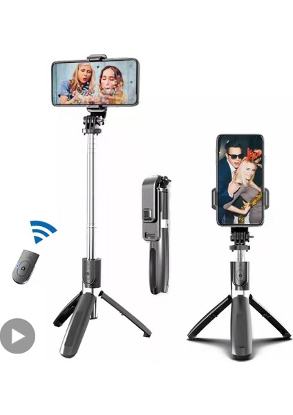 Sty A Siyah LED Selfie Çubuğu ve Tripodlu Gimbal Sabitleyici Aksiyon Kameralı Telefon Için LED Işık Mobil Hücre Tutucu Stand Akıllı Telefon Monopod Monope (Yurt Dışından)
