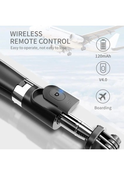 Sty A Siyah LED Selfie Çubuğu ve Tripodlu Gimbal Sabitleyici Aksiyon Kameralı Telefon Için LED Işık Mobil Hücre Tutucu Stand Akıllı Telefon Monopod Monope (Yurt Dışından)