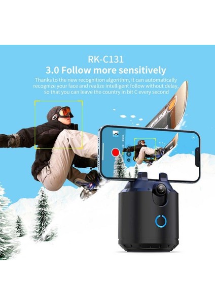 Siyah Otomatik Yüz Takip Tripod 360 Derece Döndürme Telefon Kamera Yatağı Canlı Akış Için Hareket Kontrolü ile Otomatik Takip Tutucu (Yurt Dışından) fiyatları