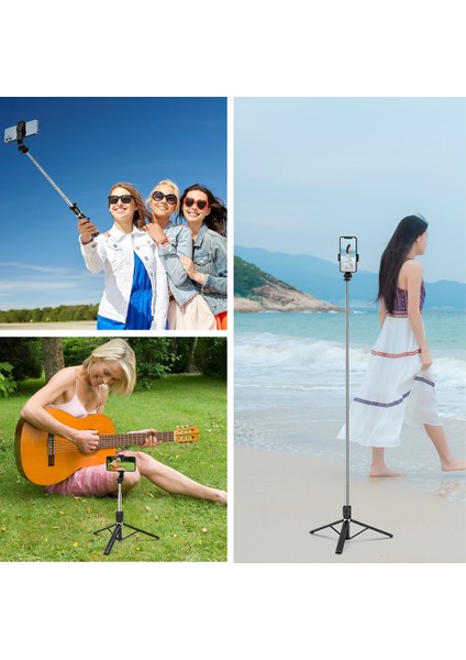 Z6S Siyah Travor Bluetooth Kablosuz Selfie Çubuğu Genişletilmiş 1.67M Canlı Yayın Standı Tutucu Tripod Akıllı Telefon Için Dolgu Işığı ile Katlanabilir (Yurt Dışından) fırsatları