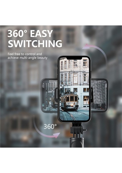 Kamerayı Kullanabilir Roreta Mini Uzatılabilir 4'ü 1 Arada Selfie Çubuğu Tripod, Kablosuz Uzaktan Kumandalı - Gopro Sjcam Kamera Için 360° Döndürülebilir Telefon Standı Tutucu (Yurt Dışından)