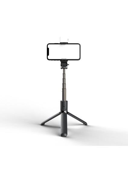 L03S Siyah L03S Yeni 4 In1 Kablosuz Bluetooth Selfie Çubuğu LED Dolgu Işığı ile Ios Android Telefon Için Katlanabilir Tripod Uzatılabilir Monopod (Yurt Dışından)