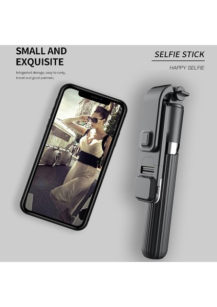 L03S Siyah L03S Yeni 4 In1 Kablosuz Bluetooth Selfie Çubuğu LED Dolgu Işığı ile Ios Android Telefon Için Katlanabilir Tripod Uzatılabilir Monopod (Yurt Dışından)