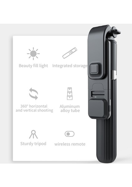 L03S Siyah L03S Yeni 4 In1 Kablosuz Bluetooth Selfie Çubuğu LED Dolgu Işığı ile Ios Android Telefon Için Katlanabilir Tripod Uzatılabilir Monopod (Yurt Dışından)