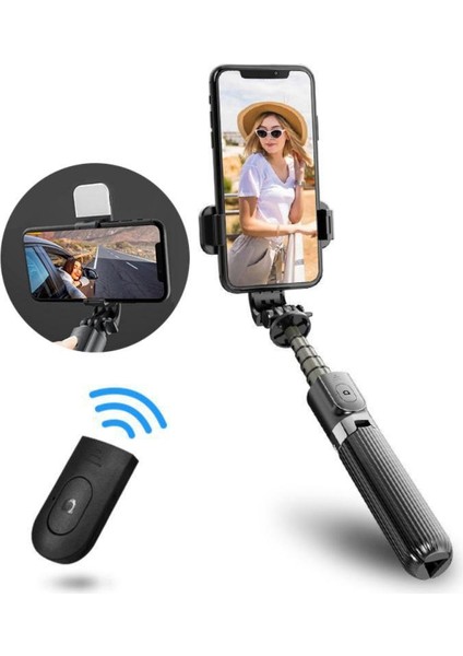 L03S Siyah L03S Yeni 4 In1 Kablosuz Bluetooth Selfie Çubuğu LED Dolgu Işığı ile Ios Android Telefon Için Katlanabilir Tripod Uzatılabilir Monopod (Yurt Dışından)