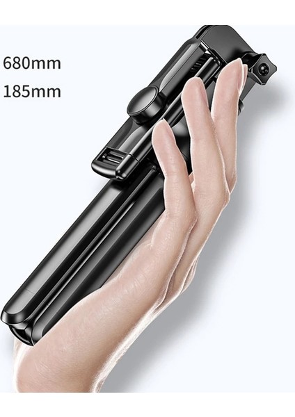 Cep Telefonu Için Siyah Taşınabilir Tripod Selfie Sopa Uzaktan Kumanda ile Teleskopik Telefon Bluetooth Sopa Huawei iPhone 13 Android (Yurt Dışından) fiyatları