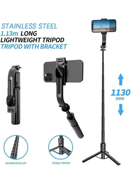 L13 Işıksız Selfie Çubuk Akıllı Telefon Selfie'ler Kamera Sabitleyici Selfie Tripod Montajlı Telefon Standı Cep Mobil Tutucu Işık Selfie Çubuğu Bluetooth (Yurt Dışından)