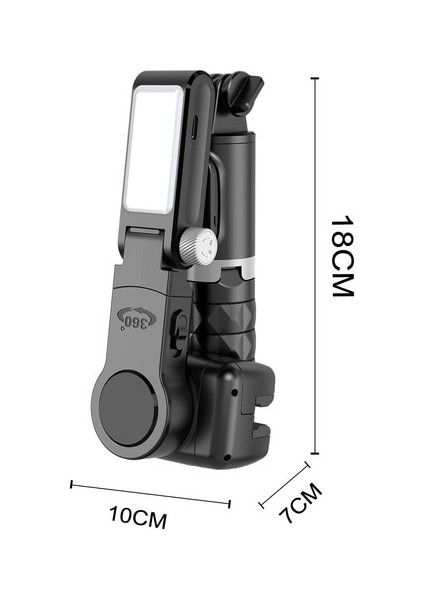 Siyah Q18 Masaüstü Selfie Çubuğu Tripod, iPhone 14 13 12 Için Dolgu Işığı Lambası ile Huaweı Samsung Akıllı Takip Tripod Gimbal Sabitleyici (Yurt Dışından)