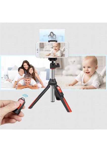 MK10 Turuncu Benro MK10 Cep Telefonu Için Taşınabilir Tripod Bluetooth Selfie Sopa Uzaktan Kumanda Telefon Çubuğu ile Huawei iPhone Android (Yurt Dışından)
