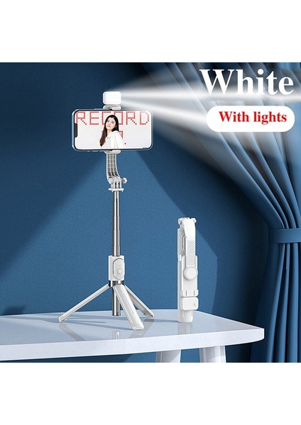 Işıklı Beyaz 2022 Yeni Bluetooth Kablosuz Selfie Çubuğu Mini Tripod Ios Android Telefon Için Dolgu Işığı ile Uzatılabilir Monopod Uzaktan Deklanşör (Yurt Dışından)