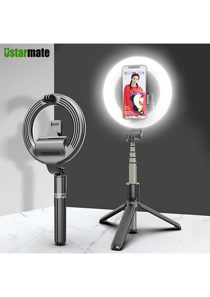 A16 Siyah L07 Selfie 4in1 LED Halka Işık Kablosuz Bluetooth Selfie Mini Tripod El Uzatılabilir Katlanabilir Uzaktan Telefon Tutucu Canlı Çekim (Yurt Dışından) fiyatları