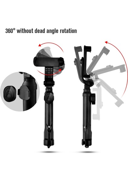 Siyah Kablosuz Bluetooth Selfie Çubuğu Tripod Katlanabilir Tripod Monopod Kamera Tutucu iPhone 13 12 Için Akıllı Telefonlar Huawei Xiaomi Samsung (Yurt Dışından) modelleri