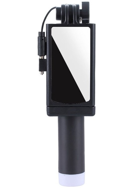 Siyah Kablolu Mini Özçekim Çubuğu Katlanabilir Tripod Monopod Ayna Özçekim Çubuğu El Ios Android Için 3.5mm Ses Hattı Kontrolü (Yurt Dışından)